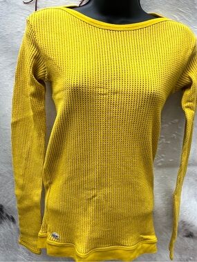 Lacoste Mustard Yellow Knit Long Sleeve Top